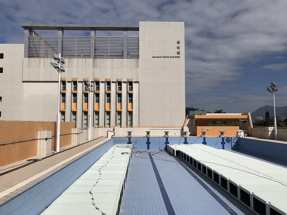 existing swimming pool. View from the swimming pool deck