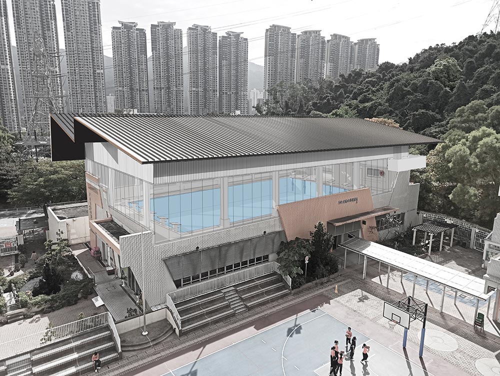 rendering of the roof over swimming pool
